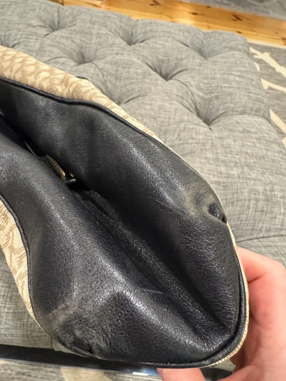 Coach Madison Signature Canvas Leather Black Tan Shoulder Bag - Picture 15 of 17